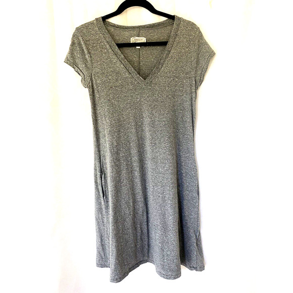 Current Elliott The V Neck Trapeze Dress Gray Heather Short Sleeve S 2 - Picture 2 of 4